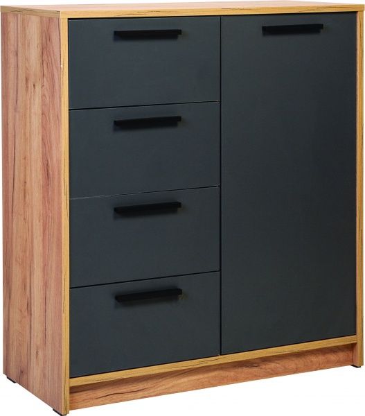 Комод Nowy Styl COTTA 4Ш1Д 790х883х354 дуб золотой/антрацит 