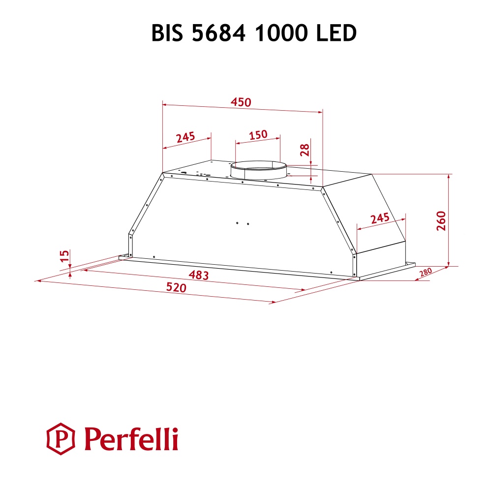 Вытяжка Perfelli BIS 5684 BL 1000 LED полновстраиваемая