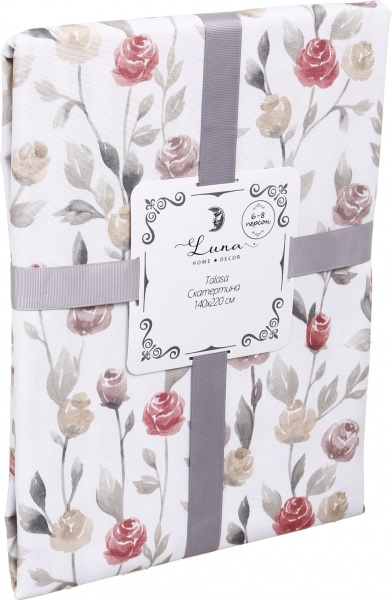 Скатерть Talasa 140x220 см белый с рисунком Luna 