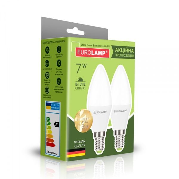 Лампа світлодіодна Eco 2 шт./уп. 7 Вт CA37 матова E14 220 В 4000 К MLP-LED-CL-07144(Е) 