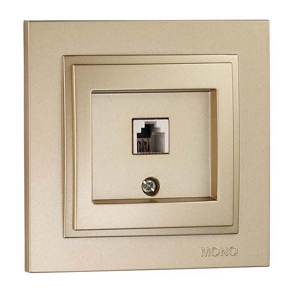 Розетка телефонна із заземленням Mono Despina без шторок без кришки бронзовий 102-232305-124