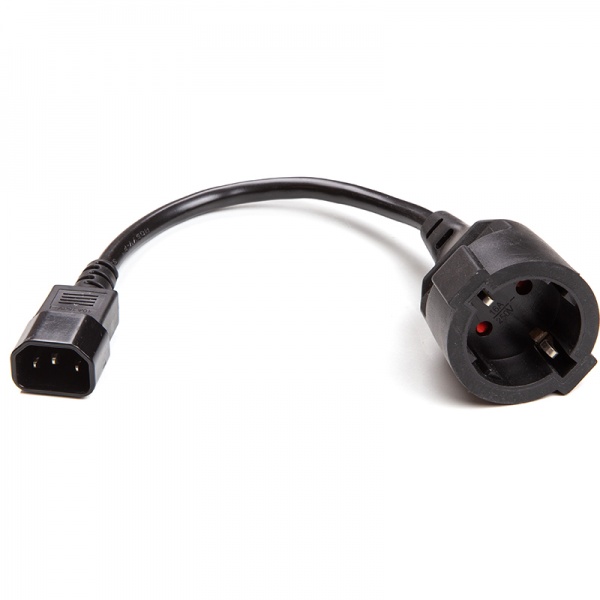 Кабель питания PowerPlant C14 (M) – Schuko (F) 3x1.5 кв. мм 0,15 м black (EX610457) 