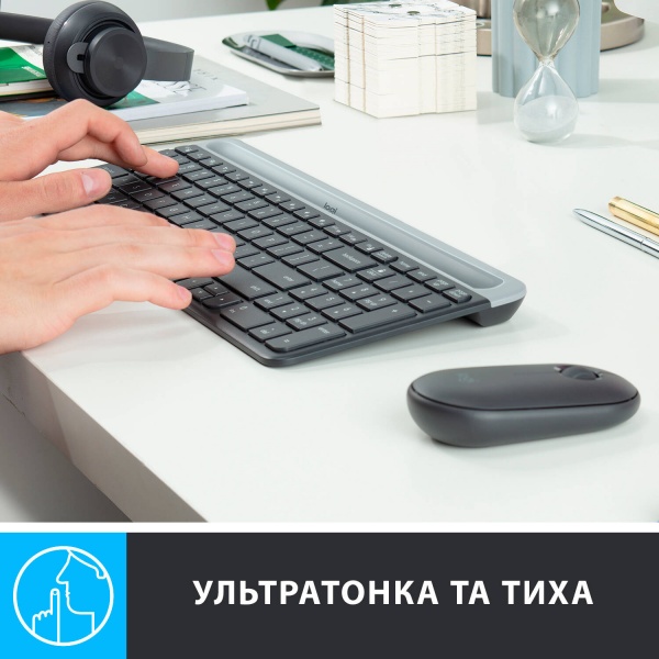 Комплект клавіатура та миша Logitech MK470 Slim Wireless Keyboard and Mouse Combo Graphite (L920-009204) 
