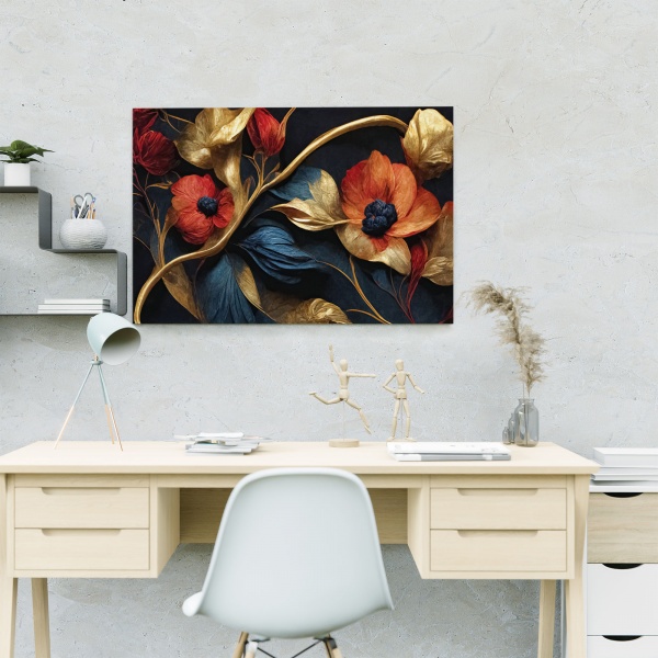 Картина на холсте Позолоченные цветы 80x110 см WS Holst 2197145245 