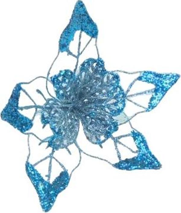 Декорация новогодняя цветок резной 20 см цвет в ассортименте