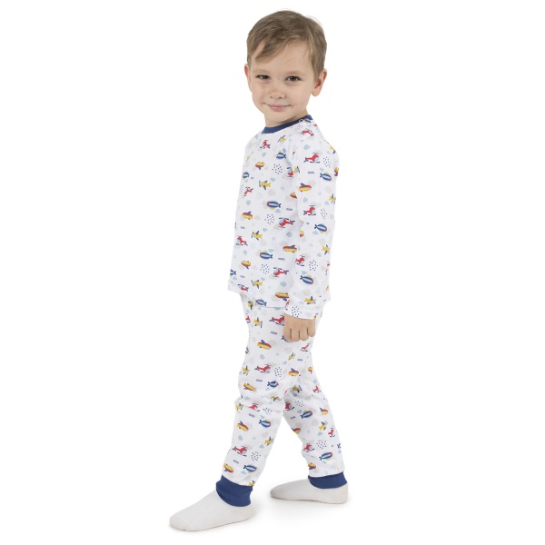 Піжама дитяча для хлопчиків Funtime Літак р.74 білий із принтом 