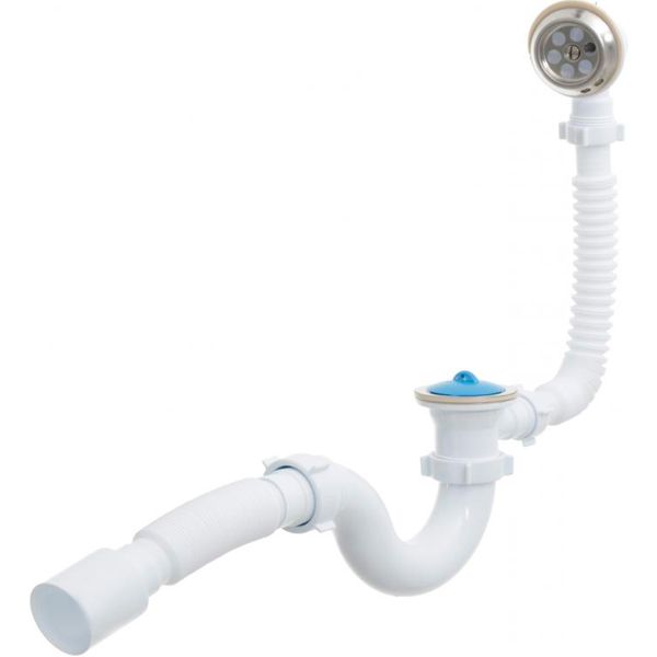 Сифон для ванны Water House (Трубчатый), пробка, с переливом, гибкая труба 40 * 50 (регулируемый) SV 02