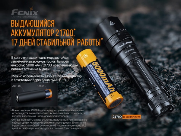 Фонарик Fenix ручной карманный PD40R V2.0 черный