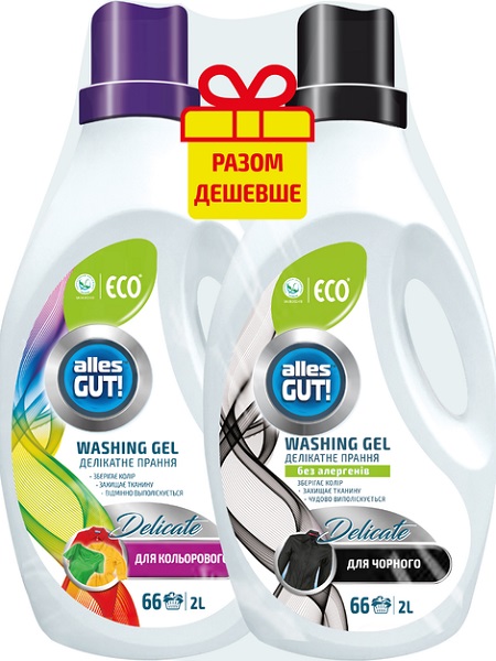 Гель для машинной и ручной стирки Alles GUT! ECO для цветных тканей + для темных тканей 4 л 2 шт.