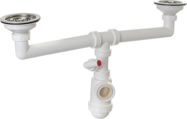 Сифон для кухонной мойки Alca Plast с нержавеющей решеткой d115 и подводкой