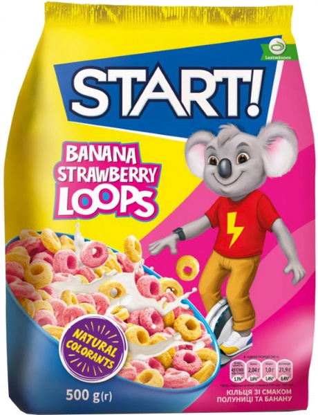 Завтраки готовые START Клубничные и банановые кольца 500 г 500 г 