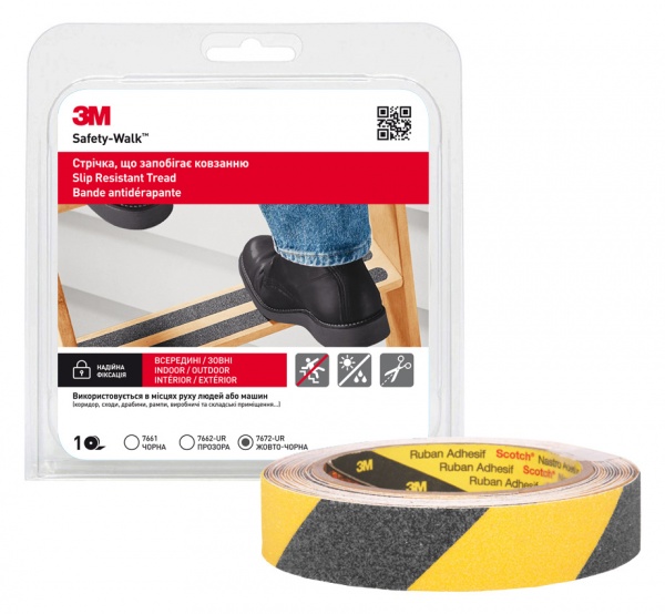 Стрічка проти ковзання Safety Walk 7672-UR жовто-чорна 25 мм 5 м