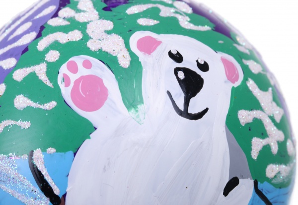 Шар новогодний зимняя сказка ручной работы стеклянный d 80 мм разноцветный