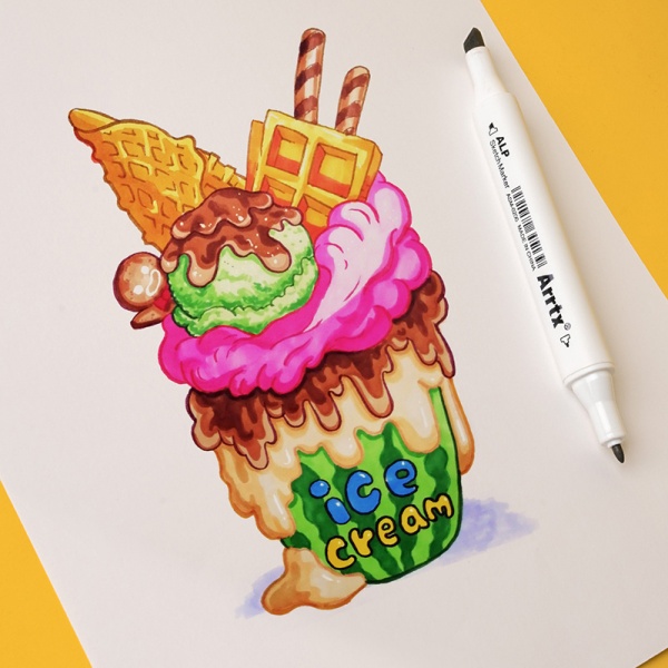 Набор маркеров Arrtx спиртовых Alp ASM-02YL 40 цветов желтый тон LC302185 