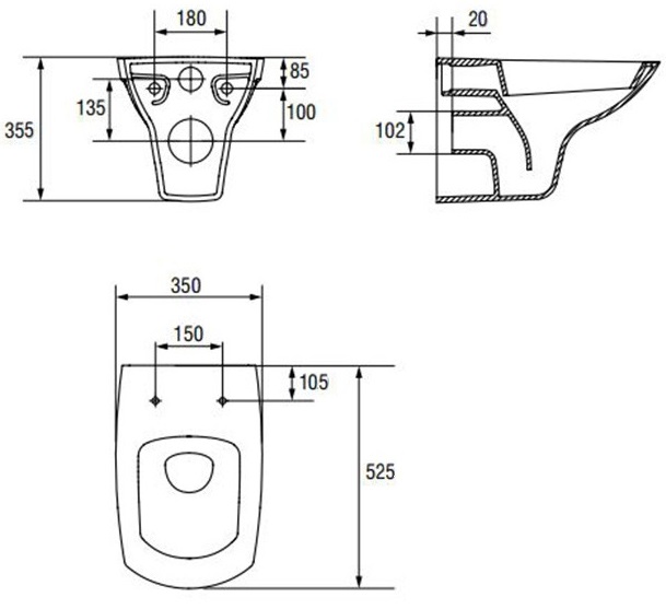 Унітаз підвісний Cersanit CARINA CleanOn Сет 548