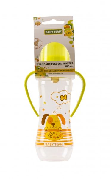 Бутылочка Baby Team с латексной соской и ручками 1311 250 мл в ассортименте