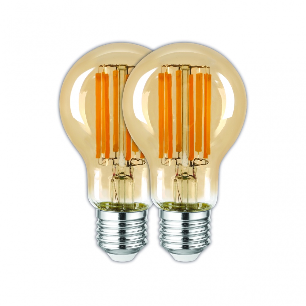 Лампа світлодіодна V-WATT FIL Amber 2 шт. A60 8 Вт E27 2800 К 220 В жовта