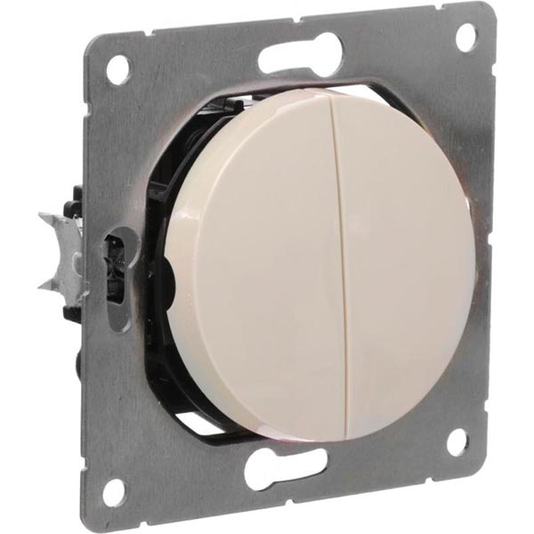 Перемикач прохідний двоклавішний HausMark Bela без підсвітки 10 А 220В кремовий SNG-SWP.RD20MG2W2-CR