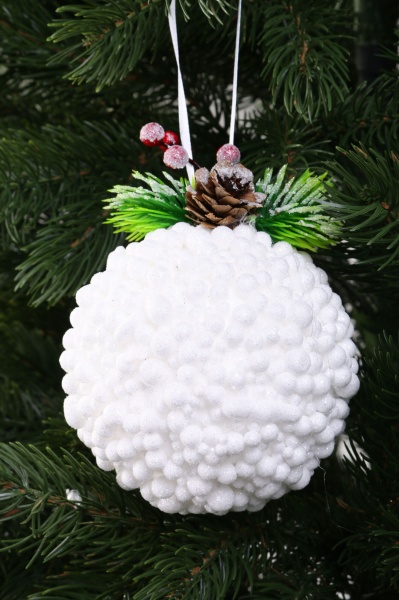 Декоративна підвіска Куля з декором 8 см білий HL21-31