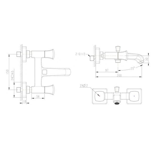 Змішувач для ванни Bravat  Whirlpool F678112C-01 