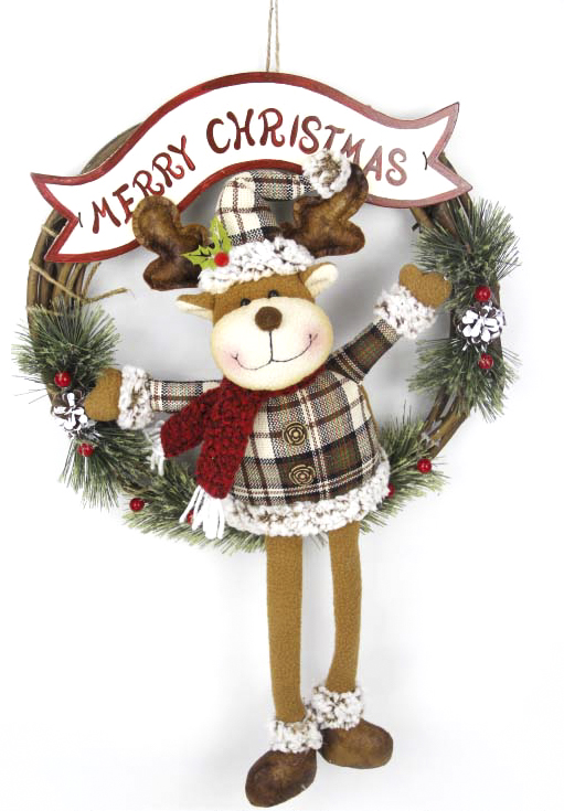 Декорация новогодняя персонажи на веночке 35х53 см 2 ассортимент (NC20-166/1A.2.4)