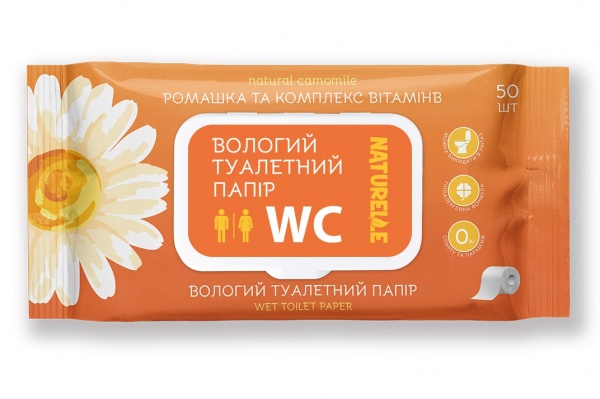 Влажная туалетная бумага Naturelle Ромашка и комплекс витаминов однослойная 50 шт.