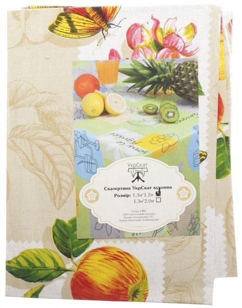 Скатерть Лайт 4731420а12 130x120 см бежевый с рисунком УкрСкат 