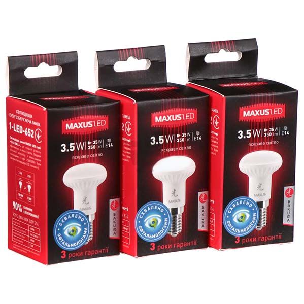Лампа LED Maxus Sakura R39 Е14 3.5 Вт 4100K 3 шт