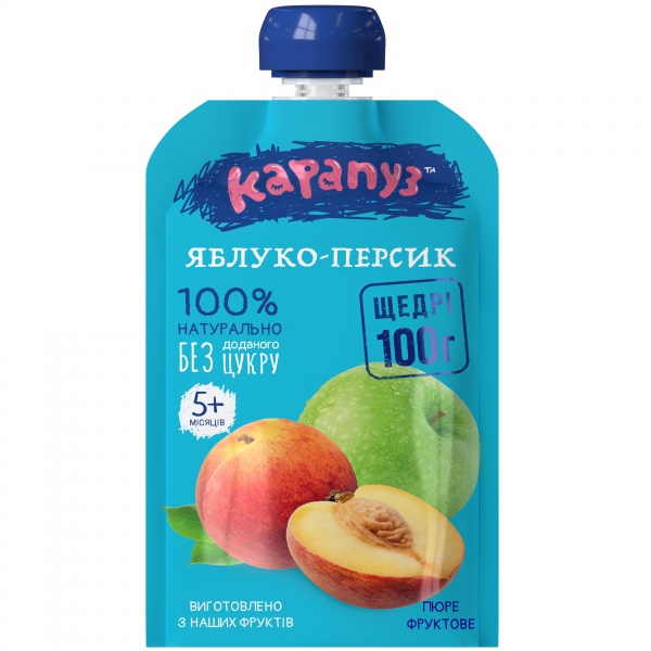 Пюре Карапуз Яблуко-персик пауч 100 г 