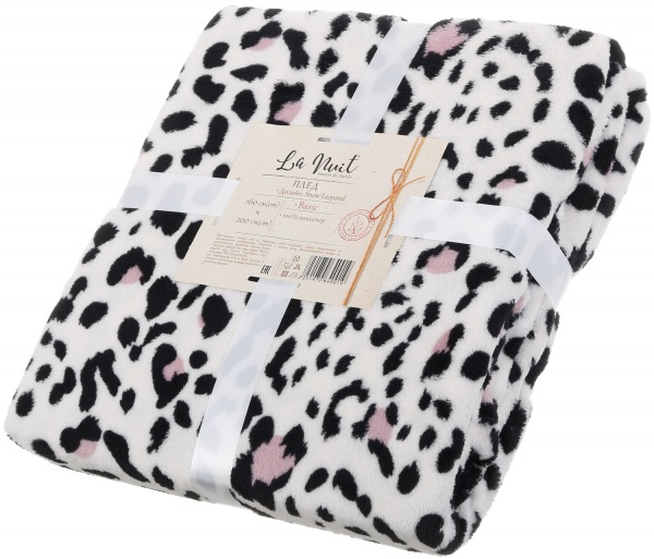 Плед Snow Leopard 160x200 см белый с черным La Nuit 