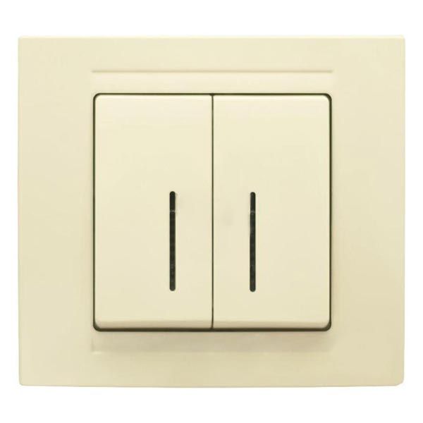 Вимикач двоклавішний Gunsan Moderna з підсвіткою 16 А 250В IP20 кремовий MD 29 12 104