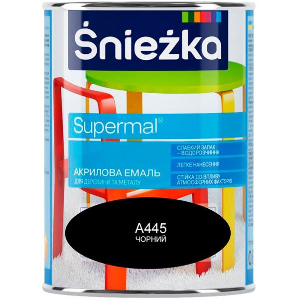 Эмаль Sniezka Супермаль чорная 0.8 л