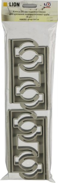 Кліпса Lion 25 мм подвійна Classic для кріпле я поліпропіленової труби 4 шт