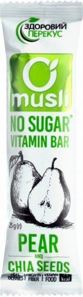 Батончик Здоровый перекус мюсли Груша-семена Чиа 25 г (4820113926518) 