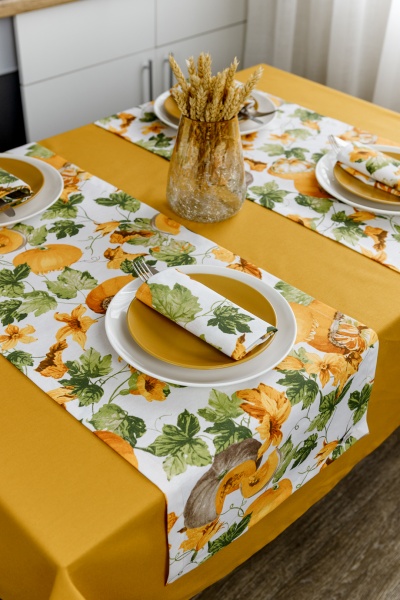 Дорожка (раннер) Happy Fall d3 40x140 см оранжевый/белый с золотистым Прованс 