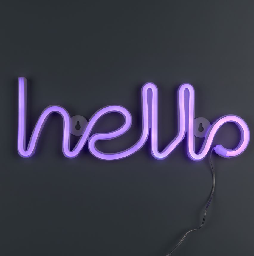 Неоновая вывеска Luna LUDS-NEO-47 Hello теплый белый/синий/розовый