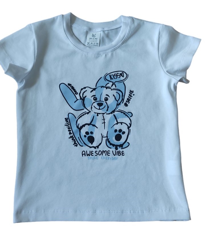 Футболка для дівчаток для дівчаток German Volf з блакитним принтом р.140 білий 24123