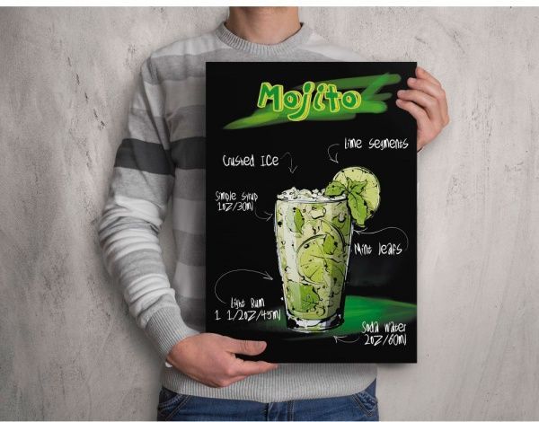 Постер Мохито черный 42x59.4 см