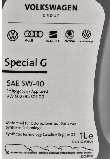 Моторне мастило VAG Special G 5W-40 1 л (G S55 502 M2)