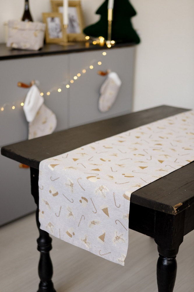 Доріжка (ранер) Шапочки на бежевому 40x140 см бежевий Прованс