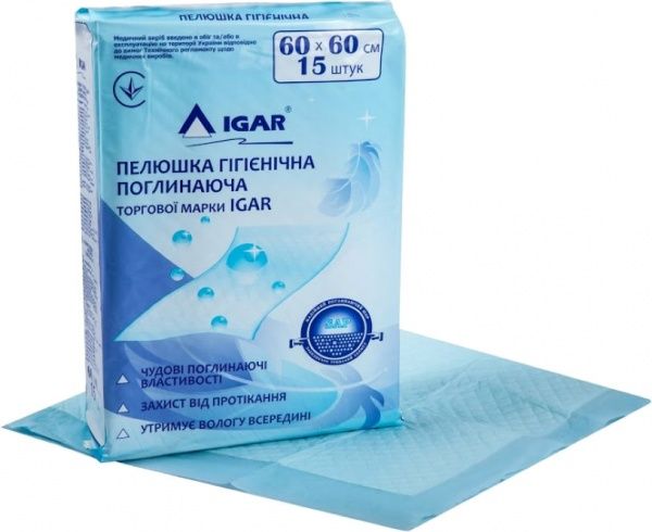 Пелюшки IGAR гігієнічні №15 60x60 cм 15 шт.