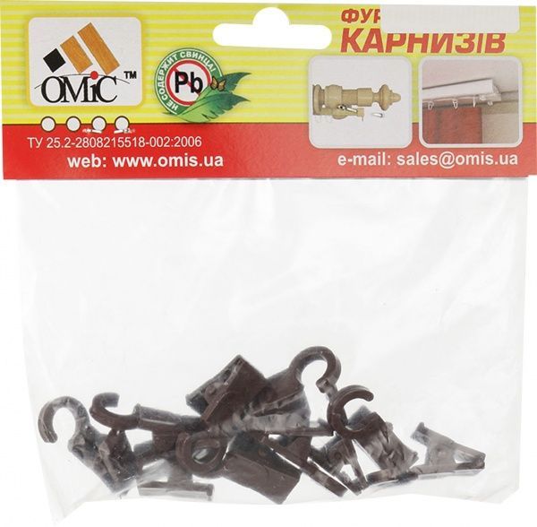 Прищепка з крючком 10 шт. ОМиС наборной орех 
