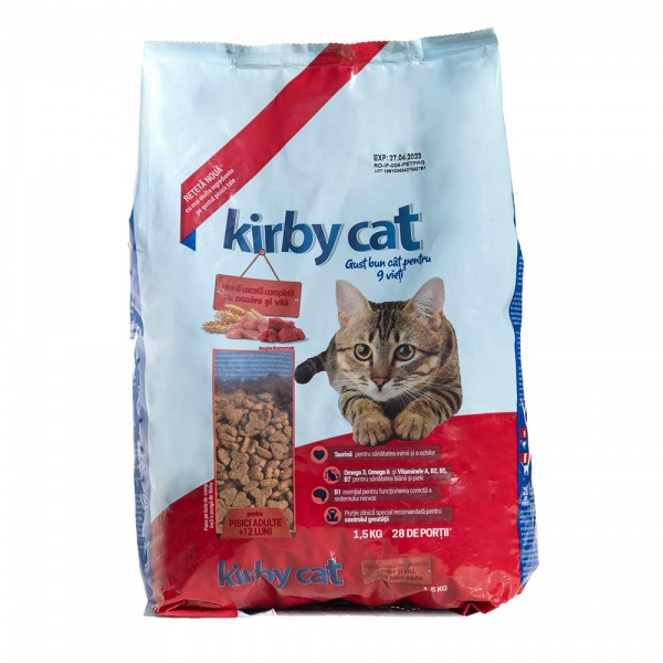 Корм сухой для взрослых котов Kirby Cat с говядиной и курицей 1,5 кг