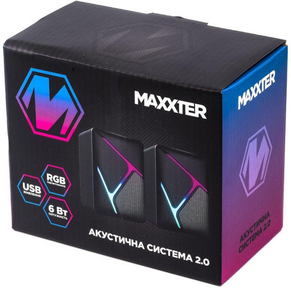 Акустическая система Maxxter CSP-U004RGB 2.0 black 