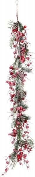 Декоративна гірлянда внутрішня 1,2м строката засніжена з ягідками RS1T715 