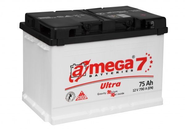 Аккумулятор автомобильный A-MEGA Ultra 75А 12 B «+» справа