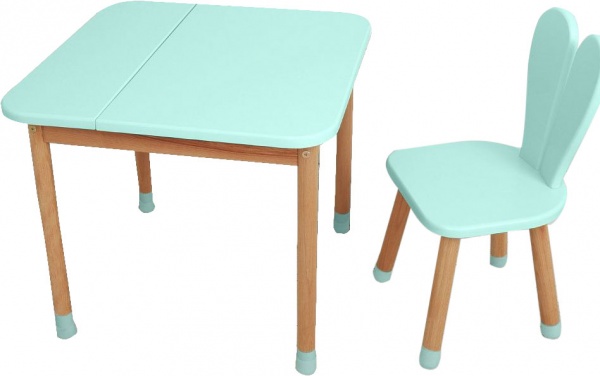 Набор ArinWOOD Зайчик бирюзовый (стол + стул) с боксом 04-025B-BOX 