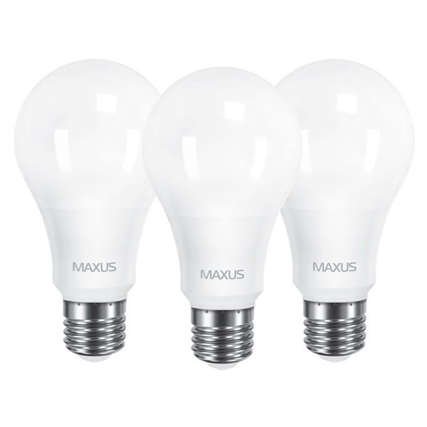 Лампа LED Maxus A65 Е27 12 Вт 3000К тепле світло 3 шт