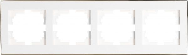 Рамка чотиримісна Lezard Rain горизонтальна білий із золотою вставкою 703-0226-149