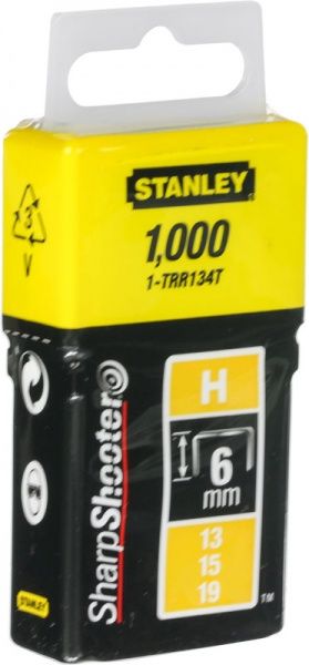 Скобы для ручного степлера Stanley 6 мм тип H 1000 шт. 1-TRR134T